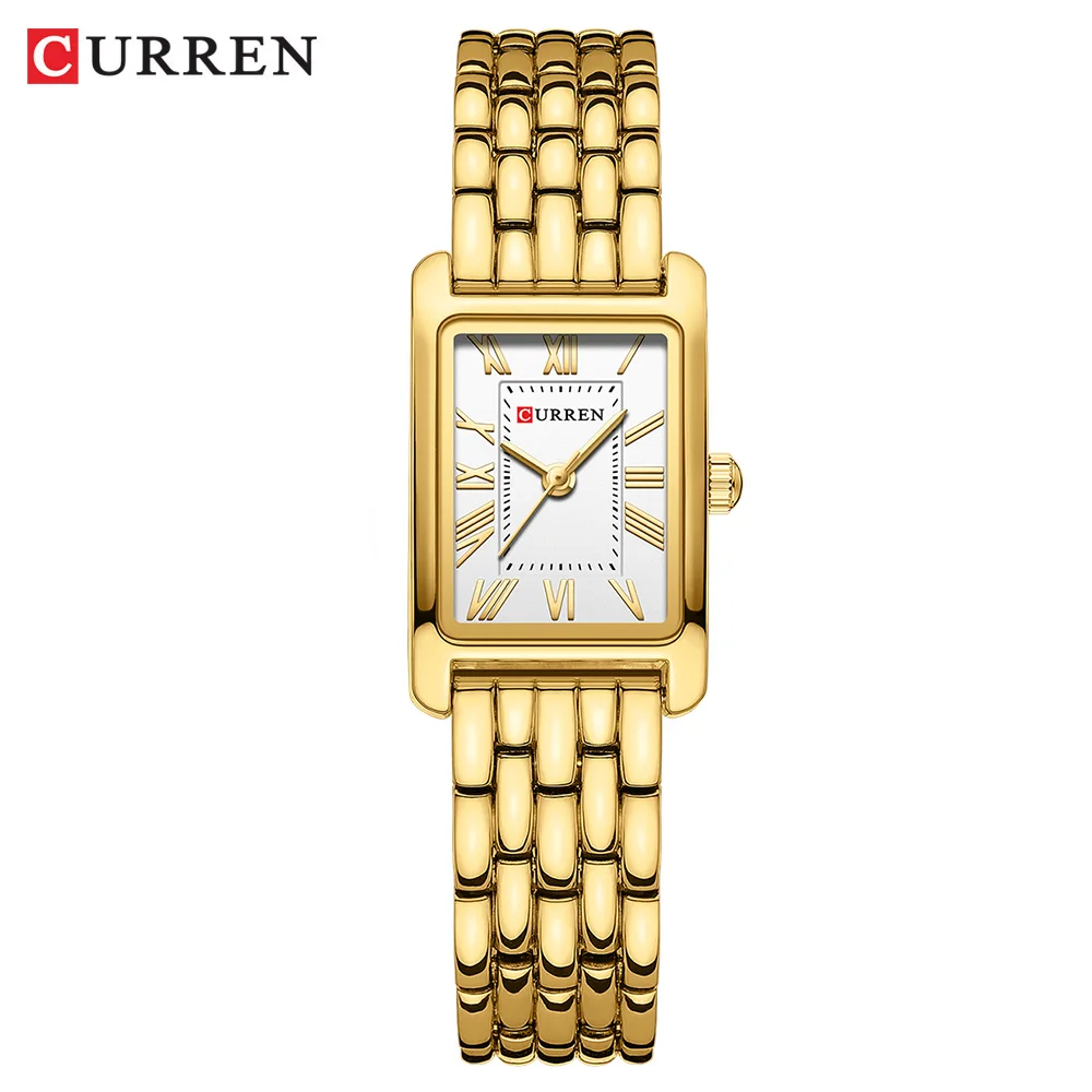 CURREN Fashion Rectangle Women Watches Ladies Stainless Steel Strap Quartz Wristwatches Reloj Mujer