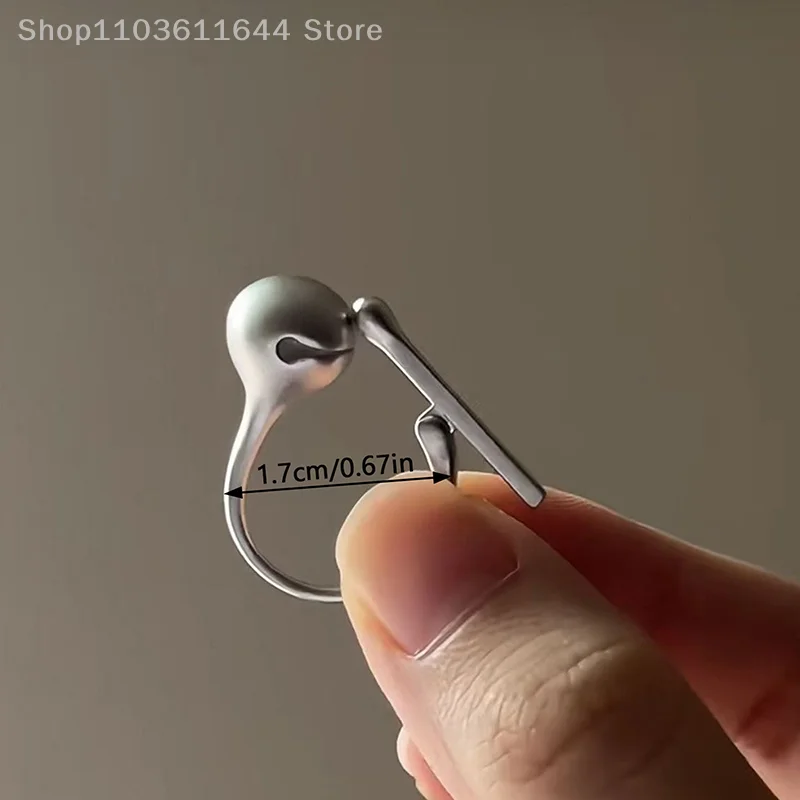 خاتم سمكة خشبي قابل للضغط بتصميم إبداعي لتخفيف التوتر خواتم فضية اللون بسيطة للنساء مجوهرات هدايا أعياد الميلاد