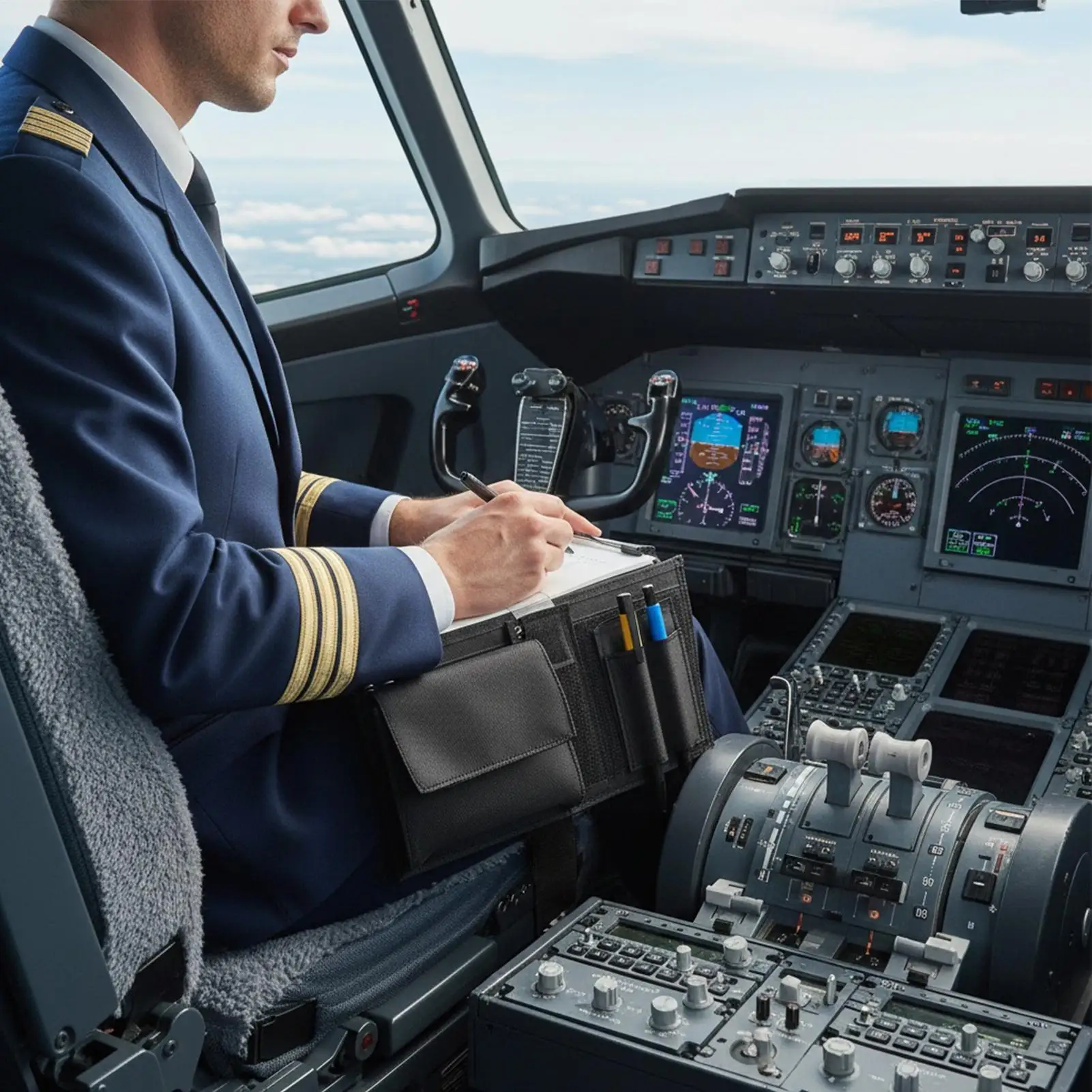Pilot Kneeboard 7 Slots Flight Planning Clip Board with Leg Strap note taking writing board for airplane pilots knee pad