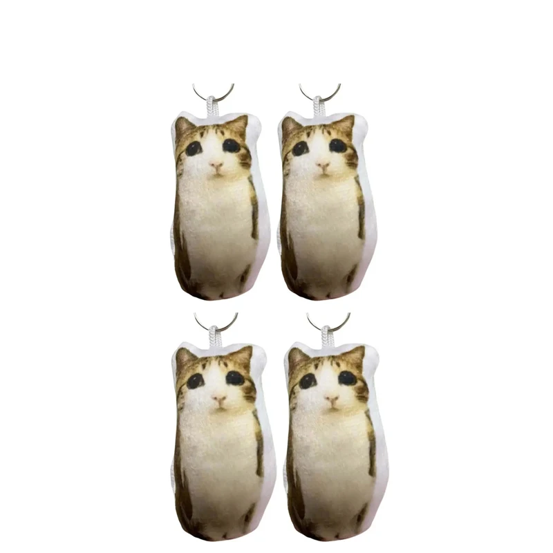 Cat Voice Keychain With Sound Funny Cute Rotating Keyring Pendant Portable Plush Cartoon Bag Pendant Gift For Backpacks 열쇠고리