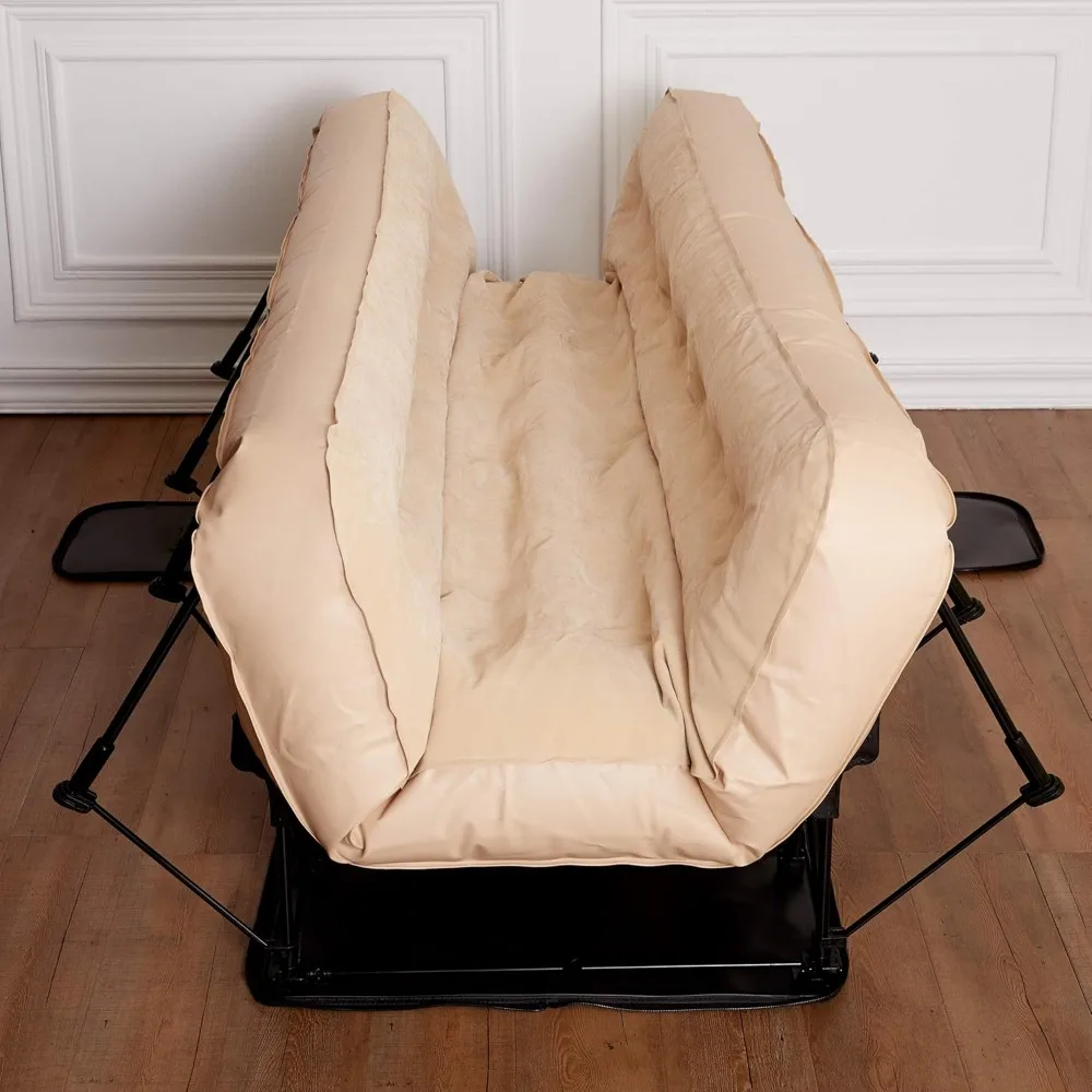 Bed Queen Self-Inflating Air Mattress with Built-in Frame, Pump and Wheeled Case, Blow Up Inflatable Air Bed Per