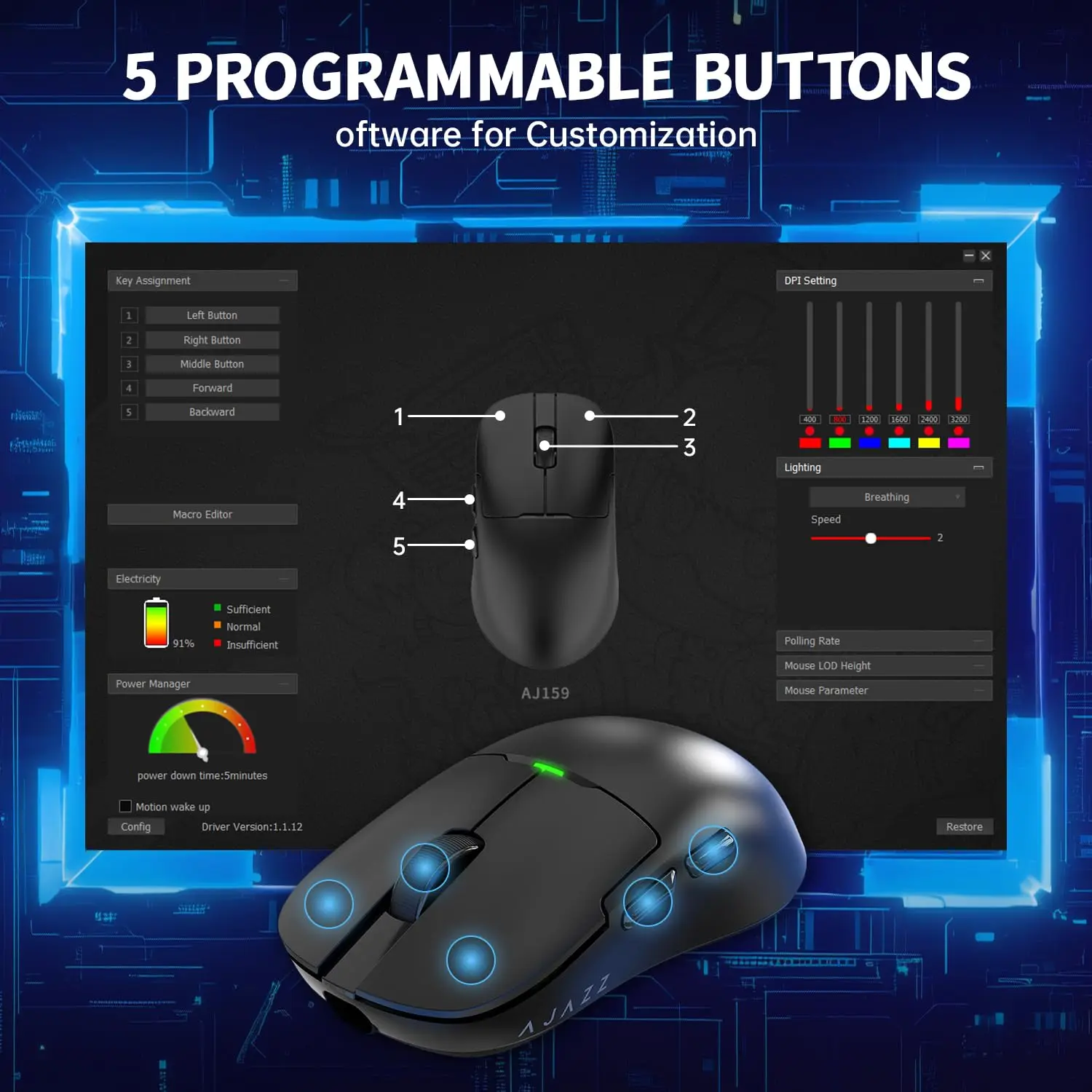 Imagem -06 - Ajazz-mouse para Jogos Leve com Doca de Carregamento Magnético Modo Duplo Mouse para Escritório Sensor Paw3395 até 26kdpi 2.4g Usb-c 56g Aj159p