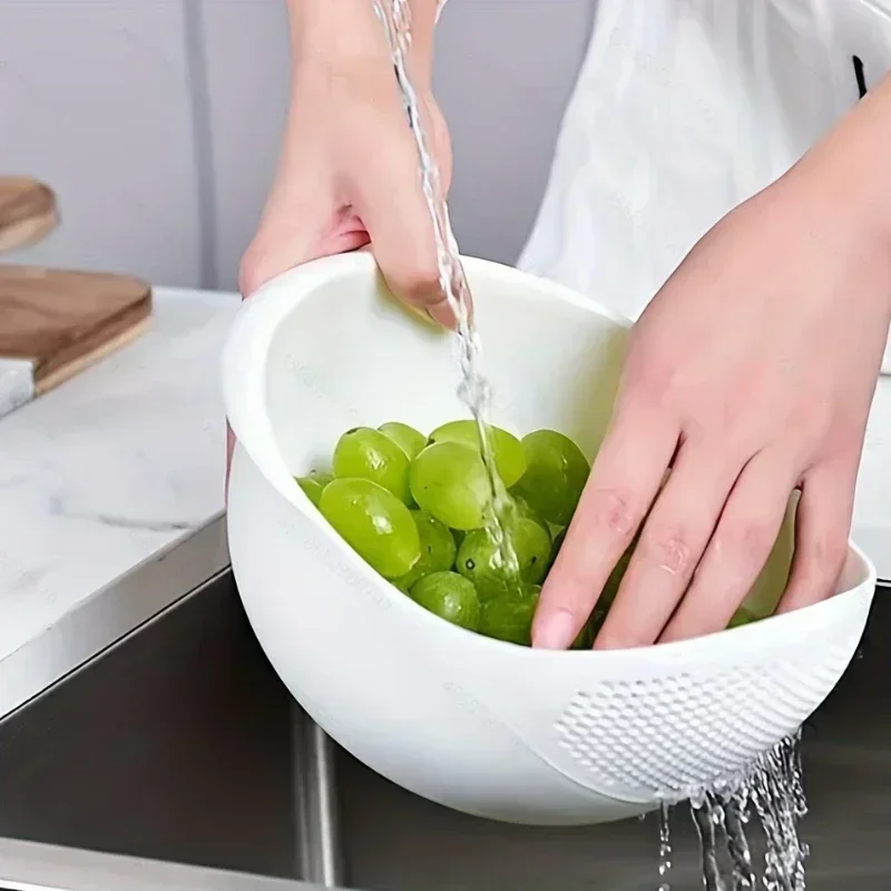 Rice Bowl Drain Basket Fruit Bowl Washing Drain Basket  Kitchen Supplies Small Tools Multi-purpose Home Kitchen Organizer