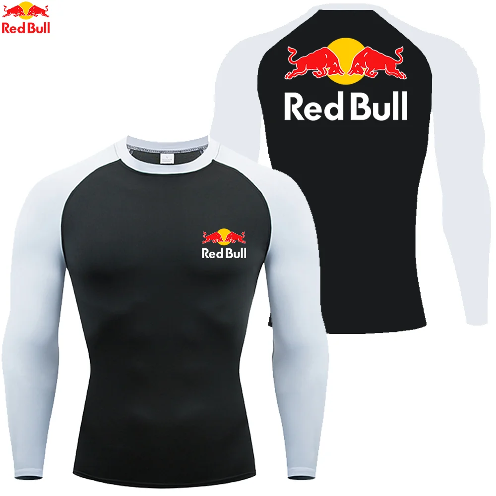 قمصان مضغوطة مطبوعة على شكل ريد بول للرجال، قمصان داخلية للتمارين الرياضية واللياقة البدنية بأكمام قصيرة، تي شيرت رياضي سريع الجفاف، ملابس رياضية علوية #4