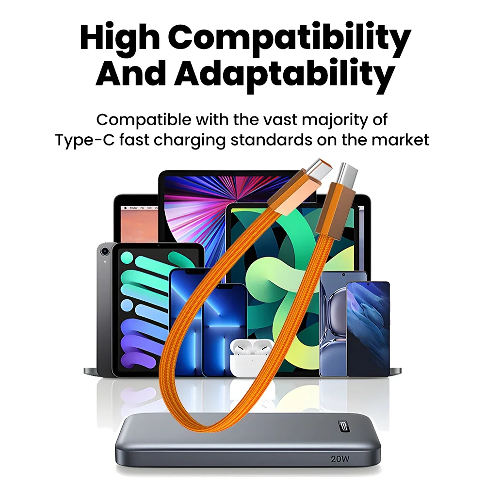 30CM Short USB C Cable 240W Fast Charging USB C To USB C Charger Cord For iPhone 15 16 17 Samsung USB Type C Cable For Huawei