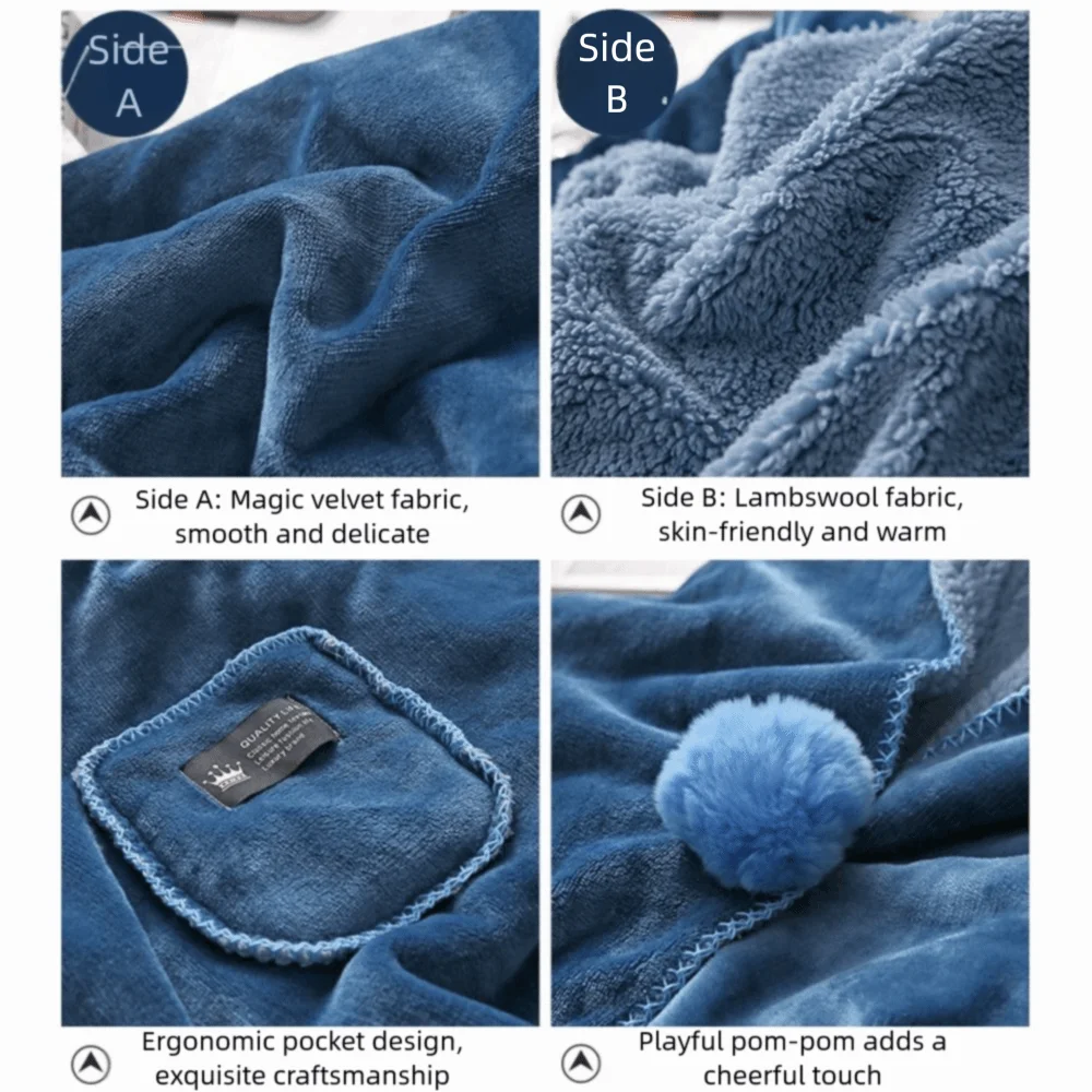 

High Quality Thickned Warming Shawl Wearable Washable Blanket Portable Multifunctional Shawl Winter
