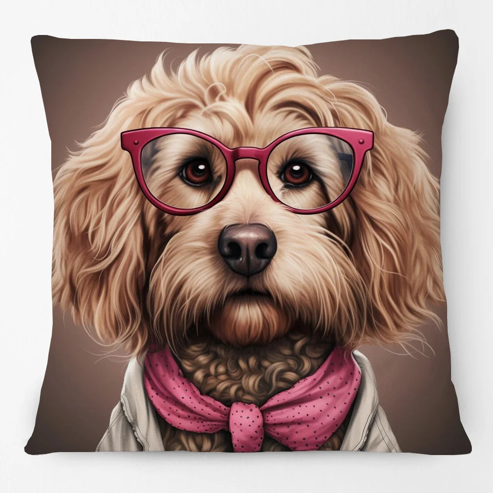 European Vintage Labrador Pug Doodle Dog Fashion Poster Painting Cushion Covers Decorative Pillowcase