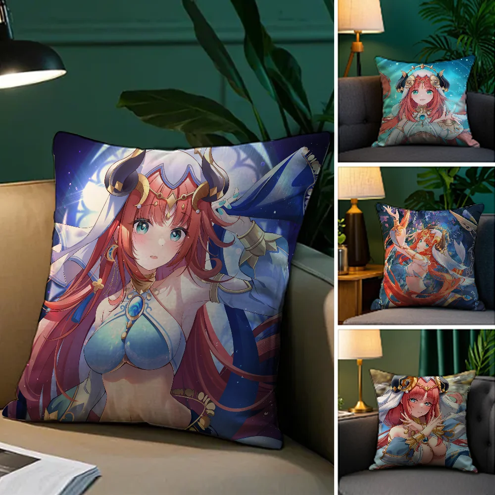 

Anime Nilou Genshin Impact Pillow Case Plush Fabric Soft Double Sided Print Sofa Cushion Cover Throw Pillow Covers