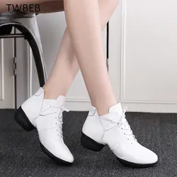 Genuine Leather Female Dance Shoes Women Modern Dance Shoes Girl Jazz Shoes Soft Sole Four Seasons Ladies' Latin Shoes