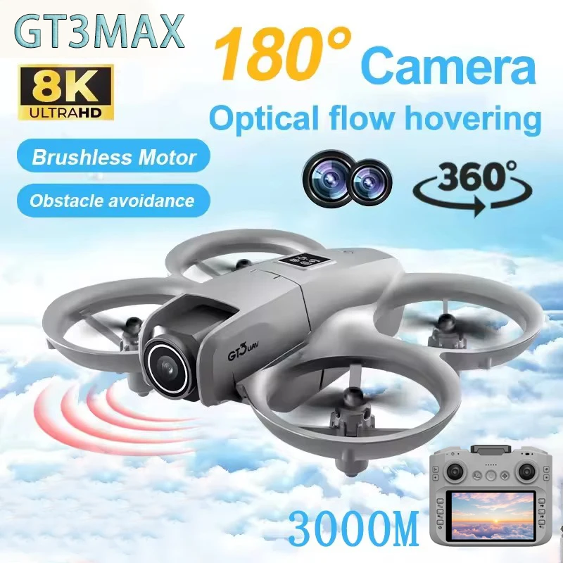 NEW Drone GT3 Max WIFI HD Dual Camera Optical Flow Localization Dynamic Lighting Intelligent Obstacle Avoidance Quadcopters Toy