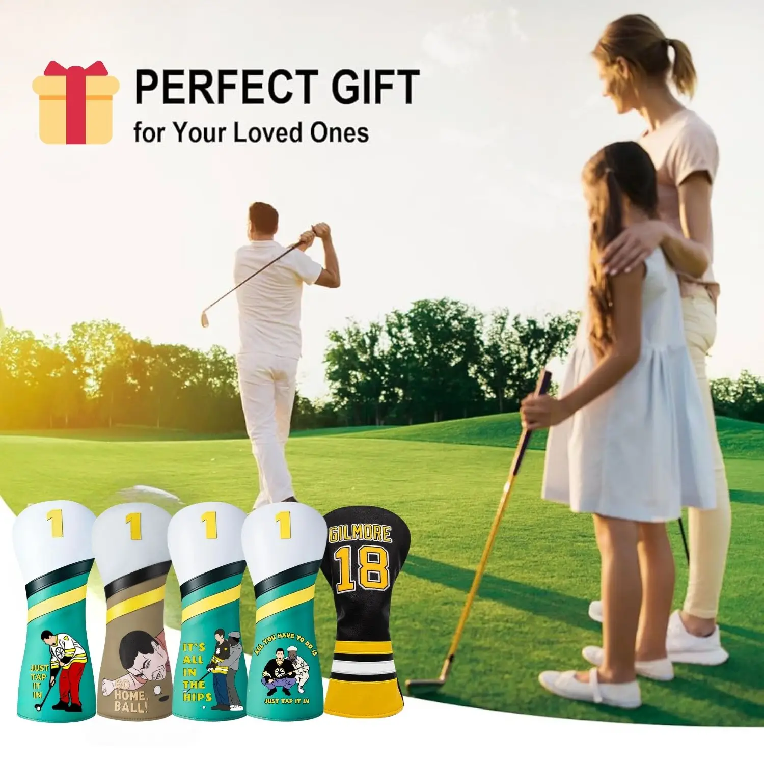 Golf Headcovers Happy Gilmore Golf Club Head Covers for Drivers，Premium Gilmore Head Covers for Father‘s Dad Gift image 6