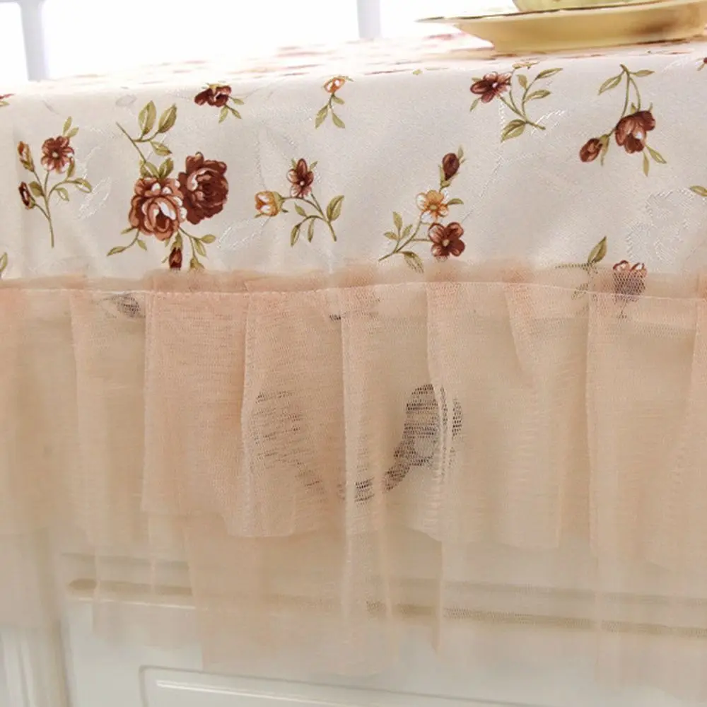 

Dustproof Bedside Cabinet Tablecloth 75*80cm Universal Flower Lace Embroidery Table Cloths Bedside Table Sleeve