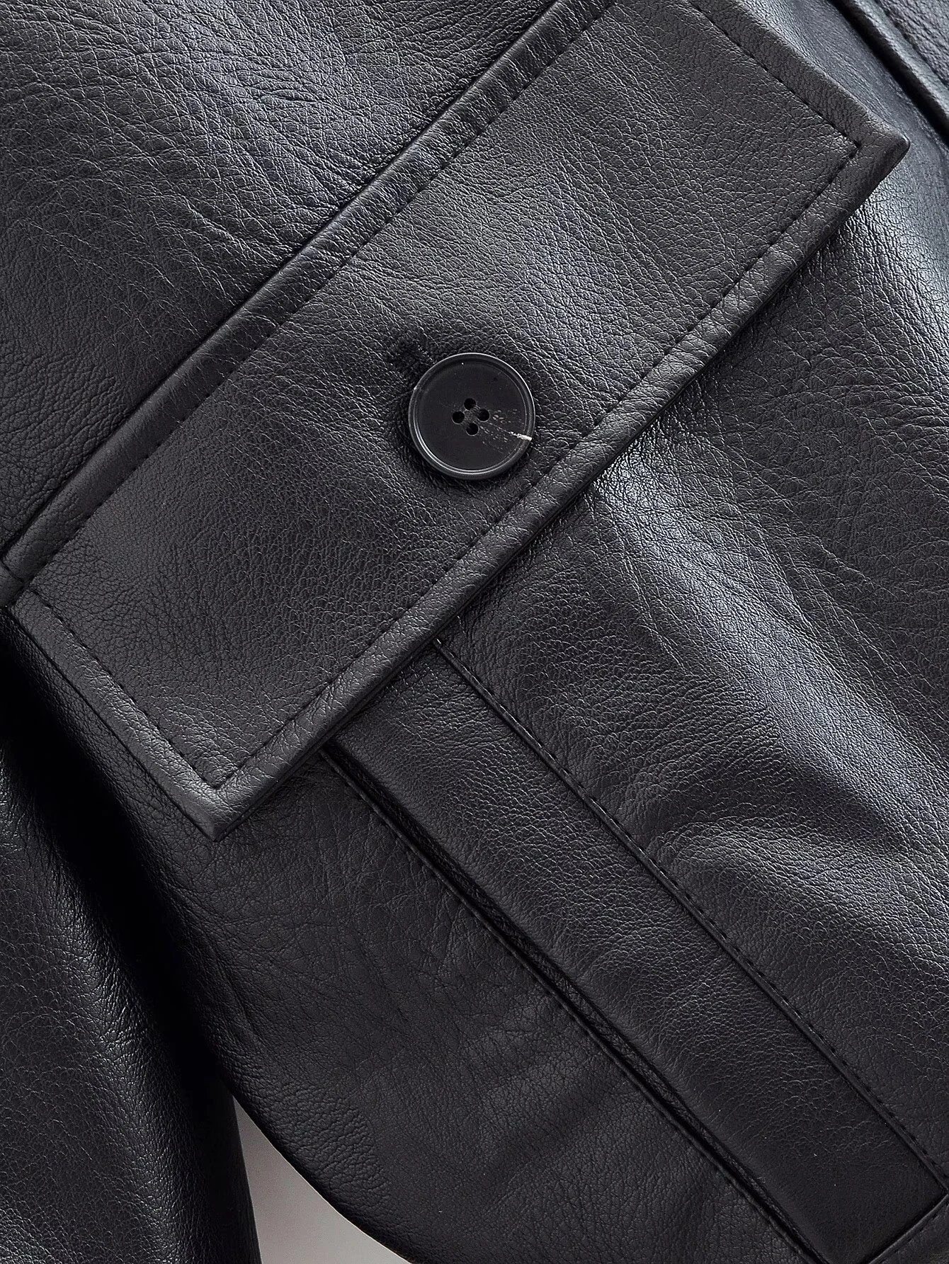 DEEABAE 가을 신상 여성 루즈핏 패셔너블 캐주얼 포켓 인조 가죽 파일럿 재킷 가죽 재킷