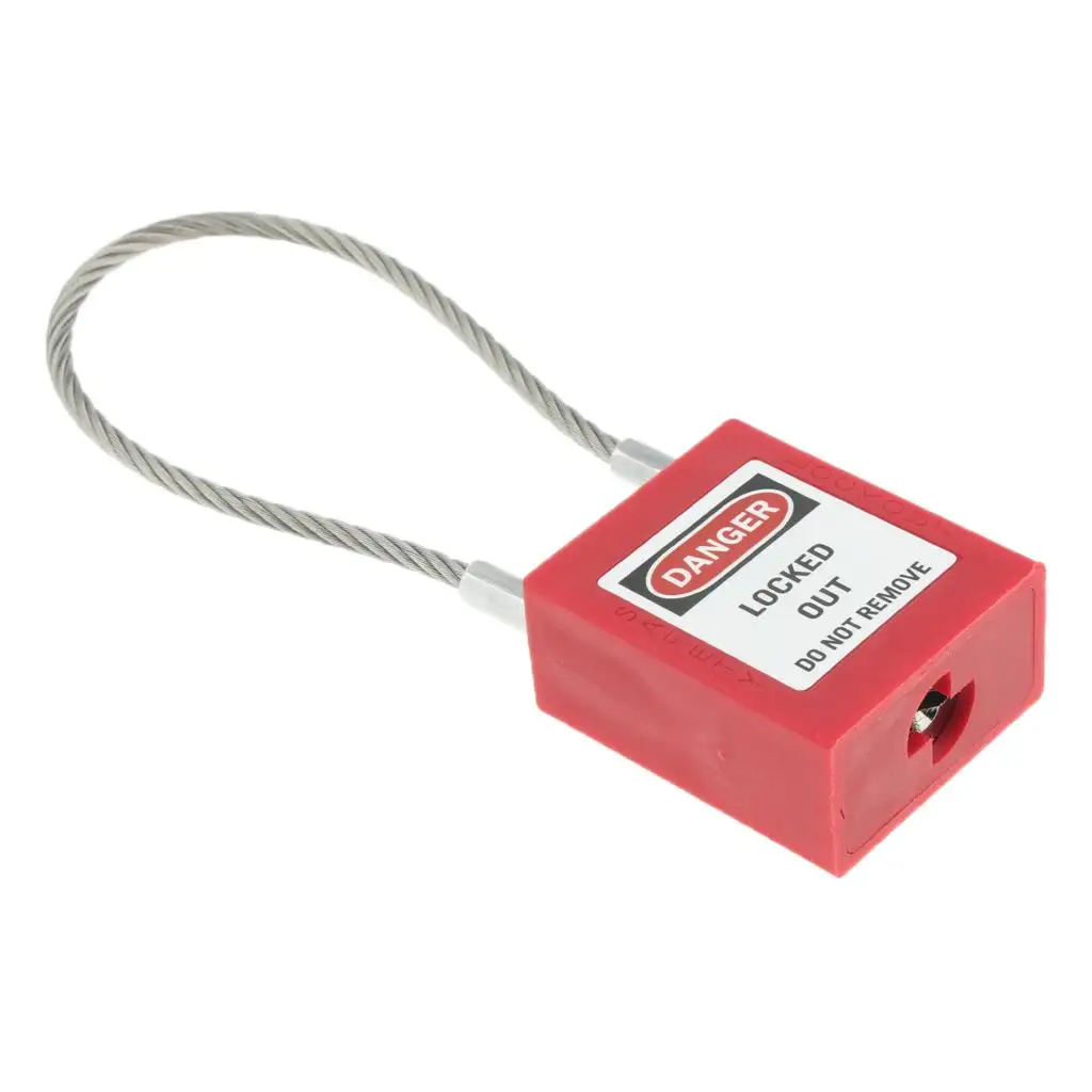 Industrial Padlock with Cable Heavy Duty Safety Lock Nylon Security Padlock for Chemical Electrical Lab and Workshop