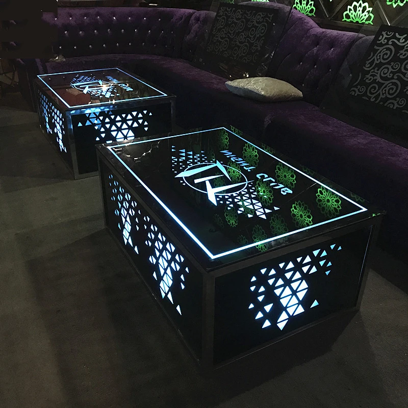 Mesa de bar con luz led, cubo led personalizado, iluminación móvil para fiesta al aire libre, cóctel, barra brillante