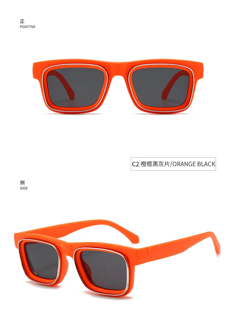 Neue Vintage Quadratische Sonnenbrille für Damen und Herren Marken-Rechteck-Sonnenbrille Ovale Brillen für Männer und Frauen – Detail 6