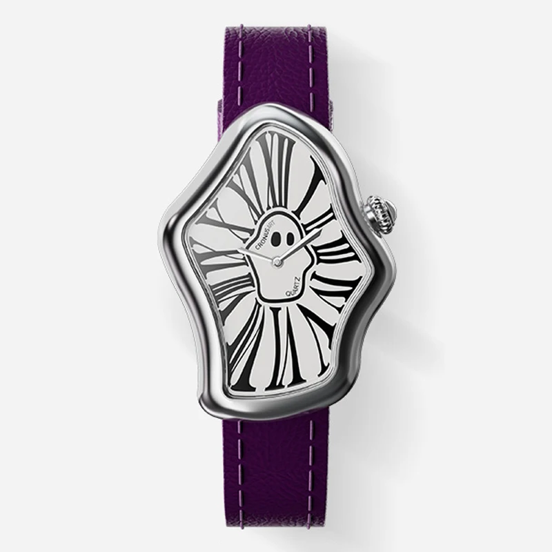 Ronusart-女性用クォーツ時計,高級腕時計,不規則なケース,クリスタルミラー,28mm x 46mm,厚さ7.9mm