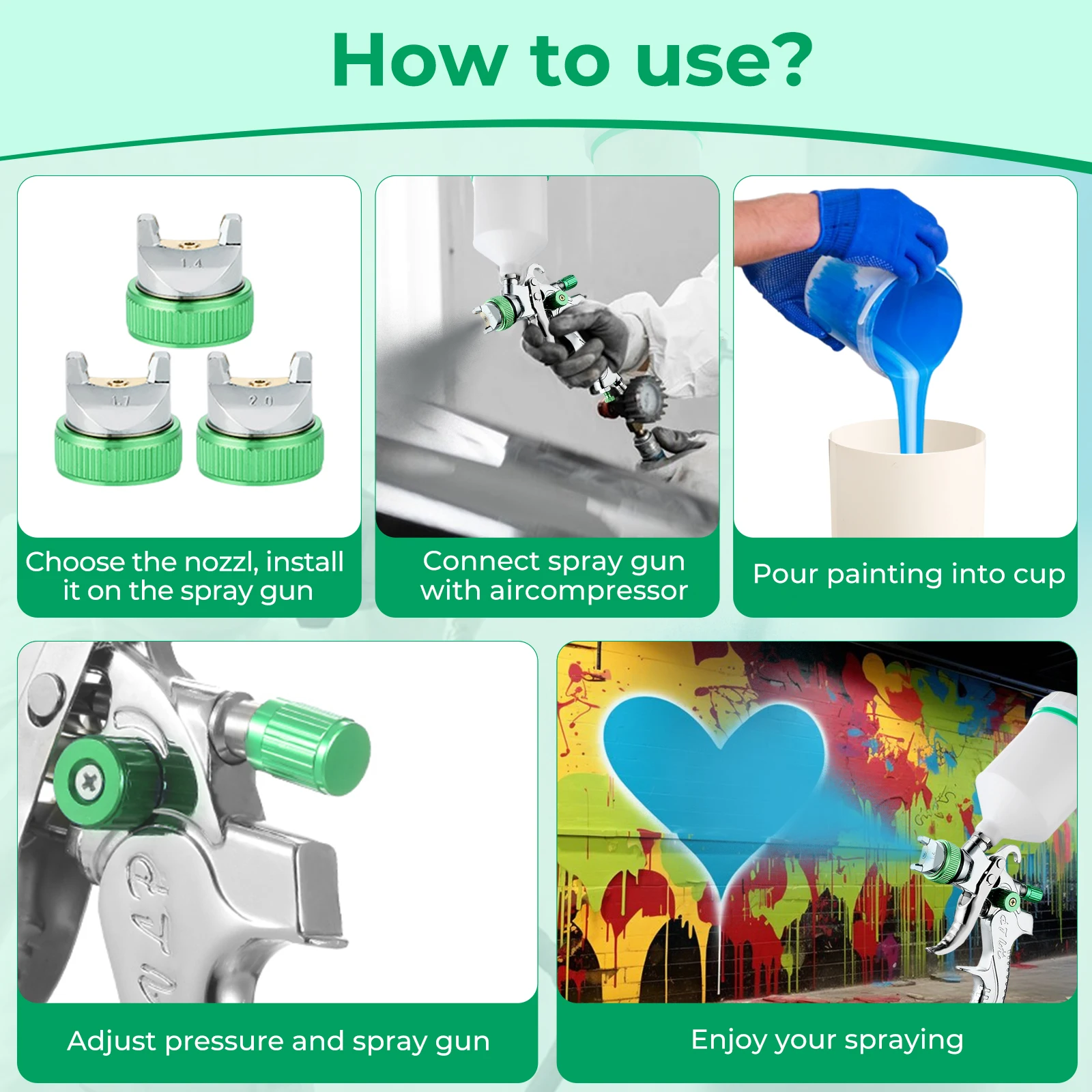 Spray Gun Airbrush Nasedal HVLP 600ml Cup 1.4Mm 1.7Mm 2.0Mm Gravity Airbrush nozzle needle for Painting Car Furniture Wall