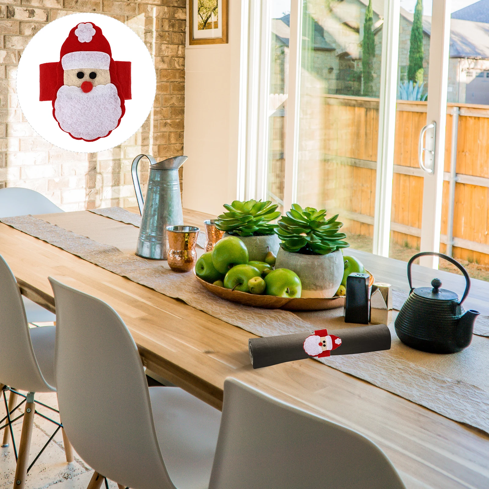 

4Pcs Xmas Style Napkin Rings Christmas Themed Santa Claus Buckles Decorative Table Holder Festival Party Napkin Holder