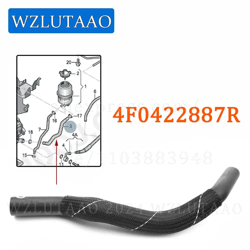 Power Steering Return Oil Hose to Oil Container 4F0422887R 4F0 422 887 R For Audi A6 C6 3.0 3.2 V6 2005-2011