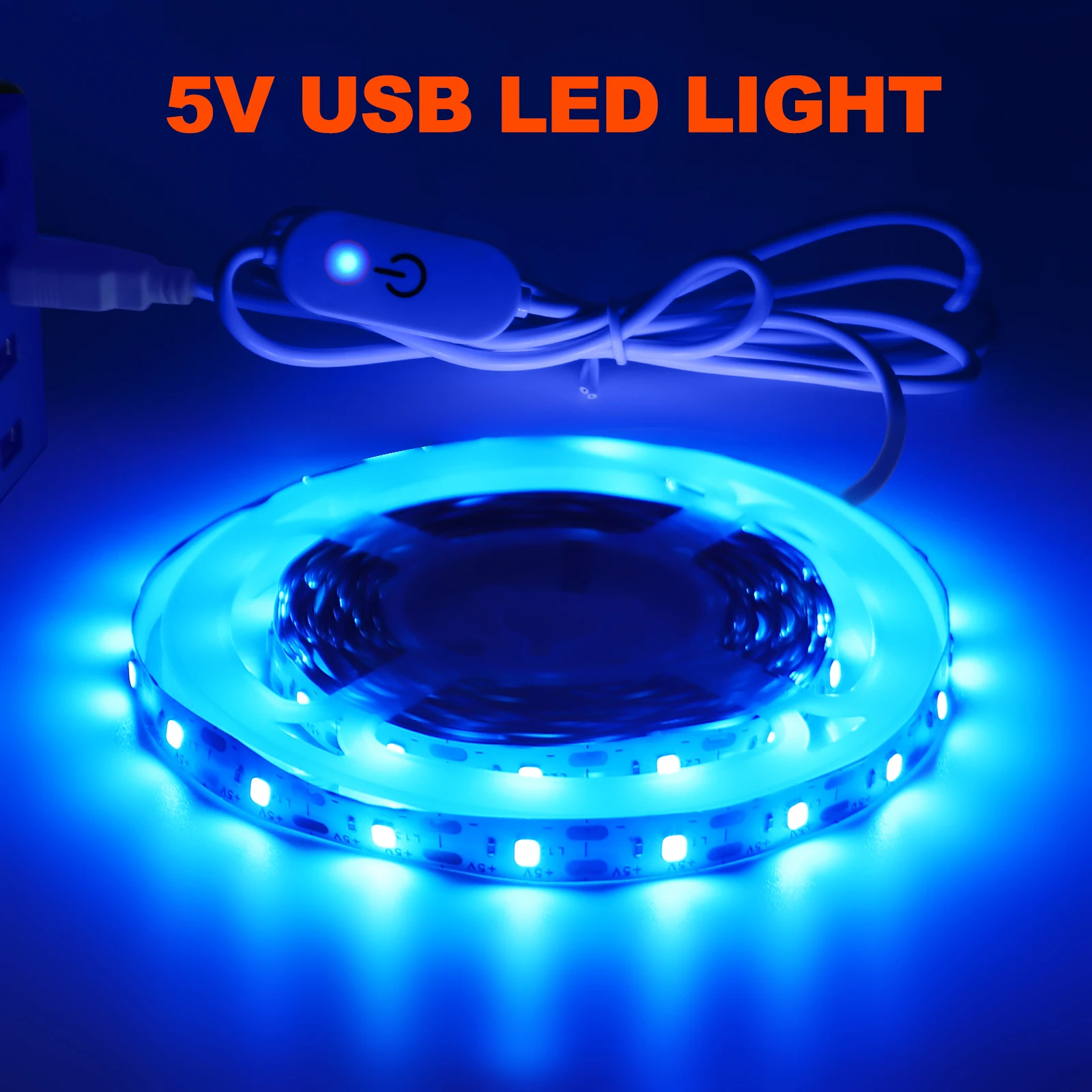 1m 2m 3m 5m USB LED Strip with Switch/Touch Dimmer 2835 60LEDs/m Warm White Red Green Waterproof Adhesive Tape LED Cabinet Light