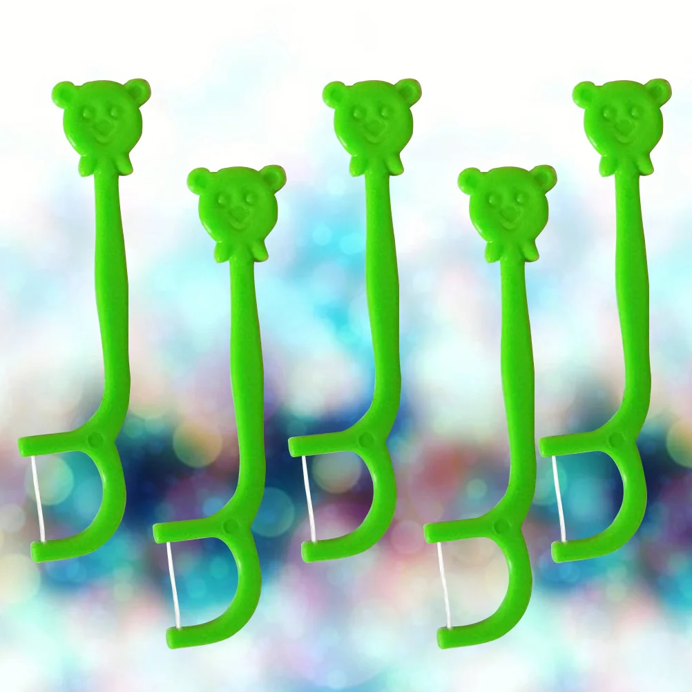 100 قطعة من خيط تنظيف الأسنان للأطفال، خيط تنظيف الأسنان الكرتوني المحمول مع مقبض مريح لسهولة الوصول إلى الأسنان الخلفية، طعام نظيف #4