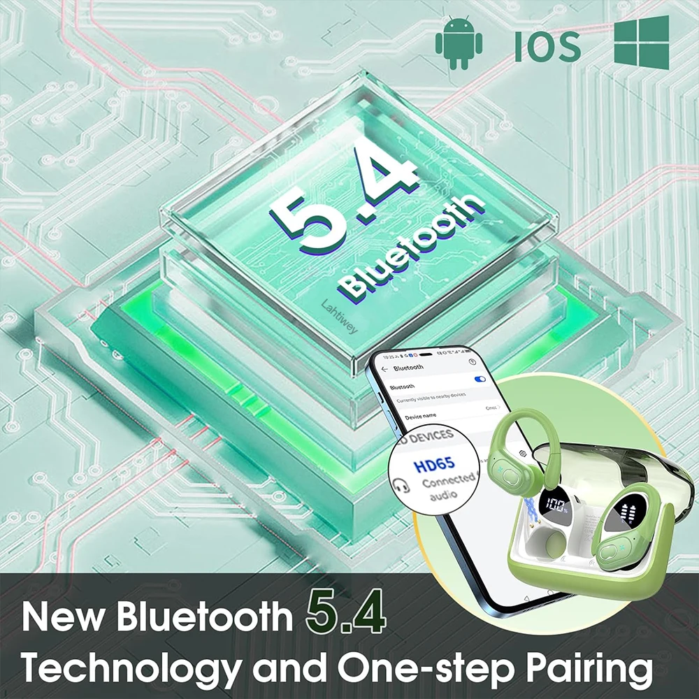 Bluetooth Headphones Wireless Earbuds 75Hrs Playtime with LED Charging Case Sport Ear Buds with Earhook Deep Bass IP7 Waterproof