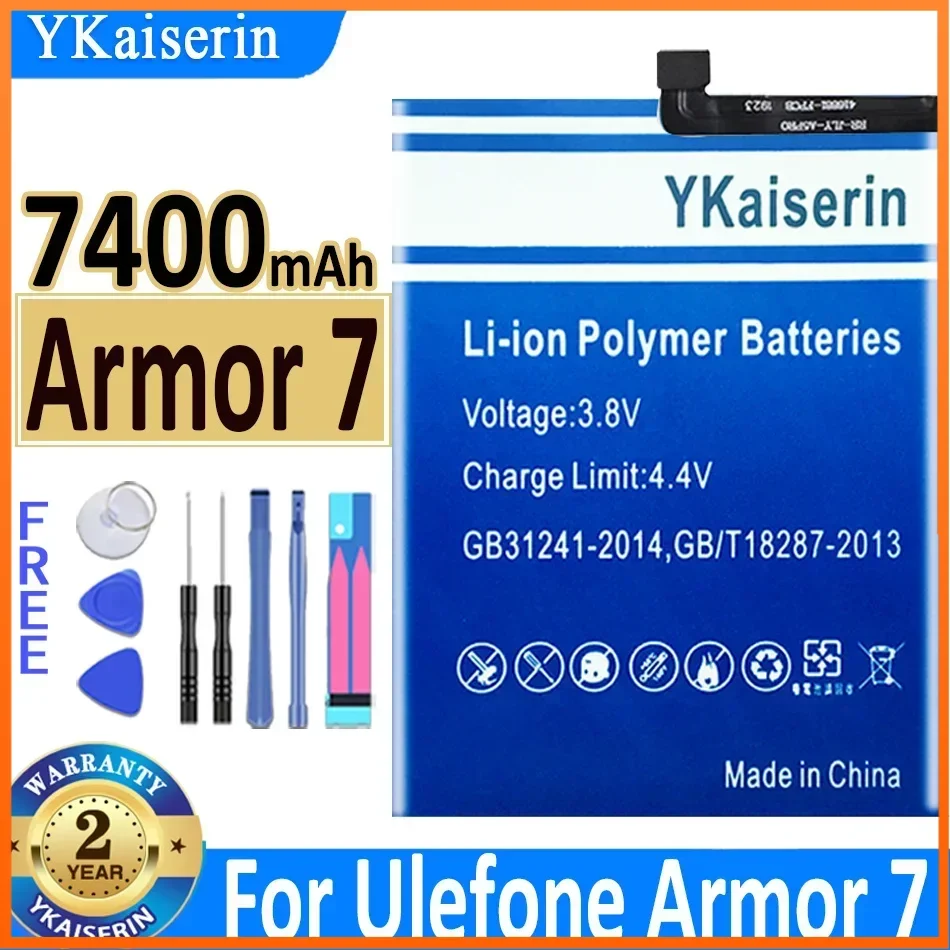 YKaiserin 7400mAh for Ulefone Armor 7 Portablet Battery New 6.3inch for ULEFONE Armor 7 Mobile Phone Batteries + Track Warranty