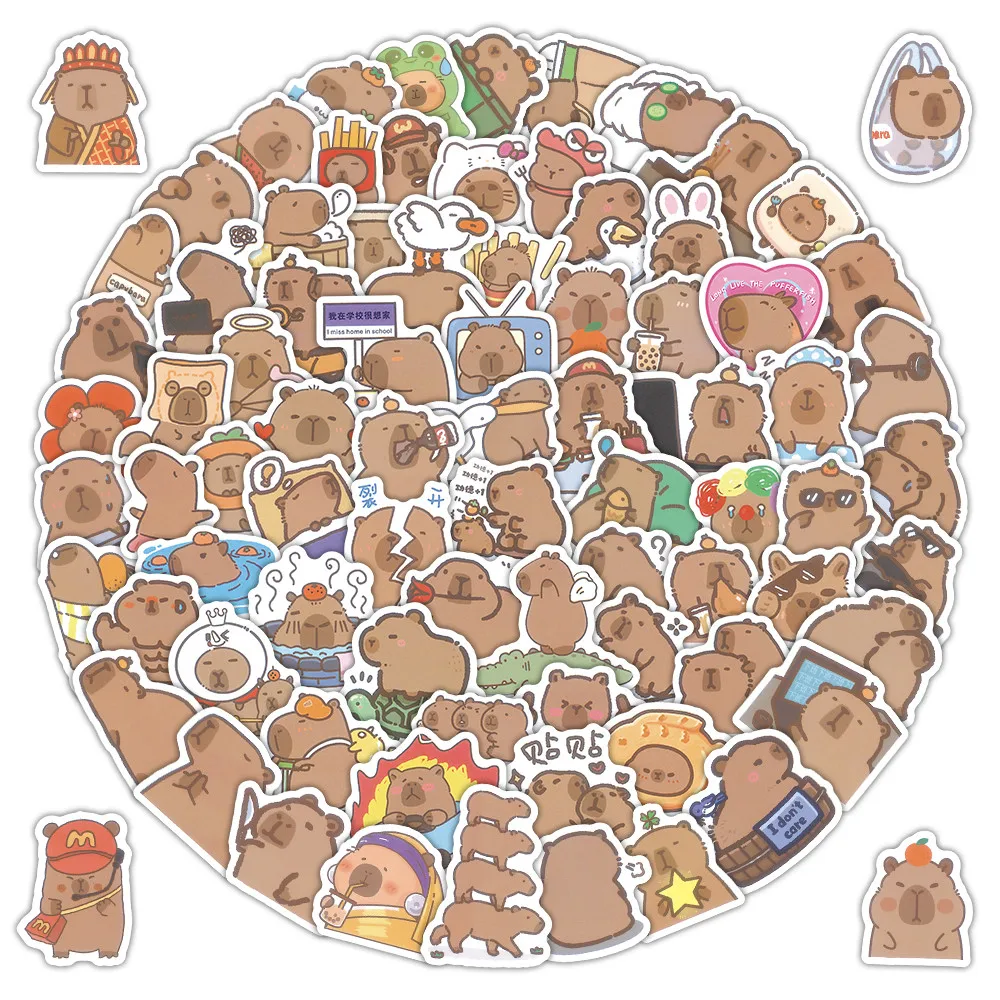 Capybara Decorative Stickers 100 Sheets for Journal Diary Planner DIY Craft Stationery Giajar Sticker Store