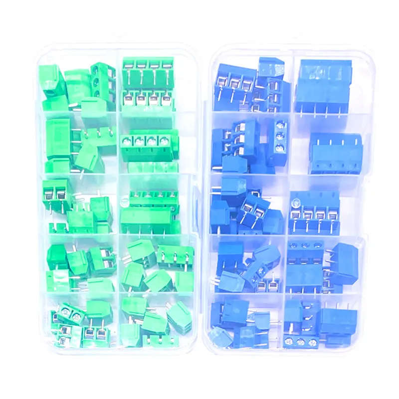 50 Pcs/BOX Pitch 5.0mm Straight Pin 2P 3P Screw PCB Terminal Block Connector 10A 300V 24-18AWG