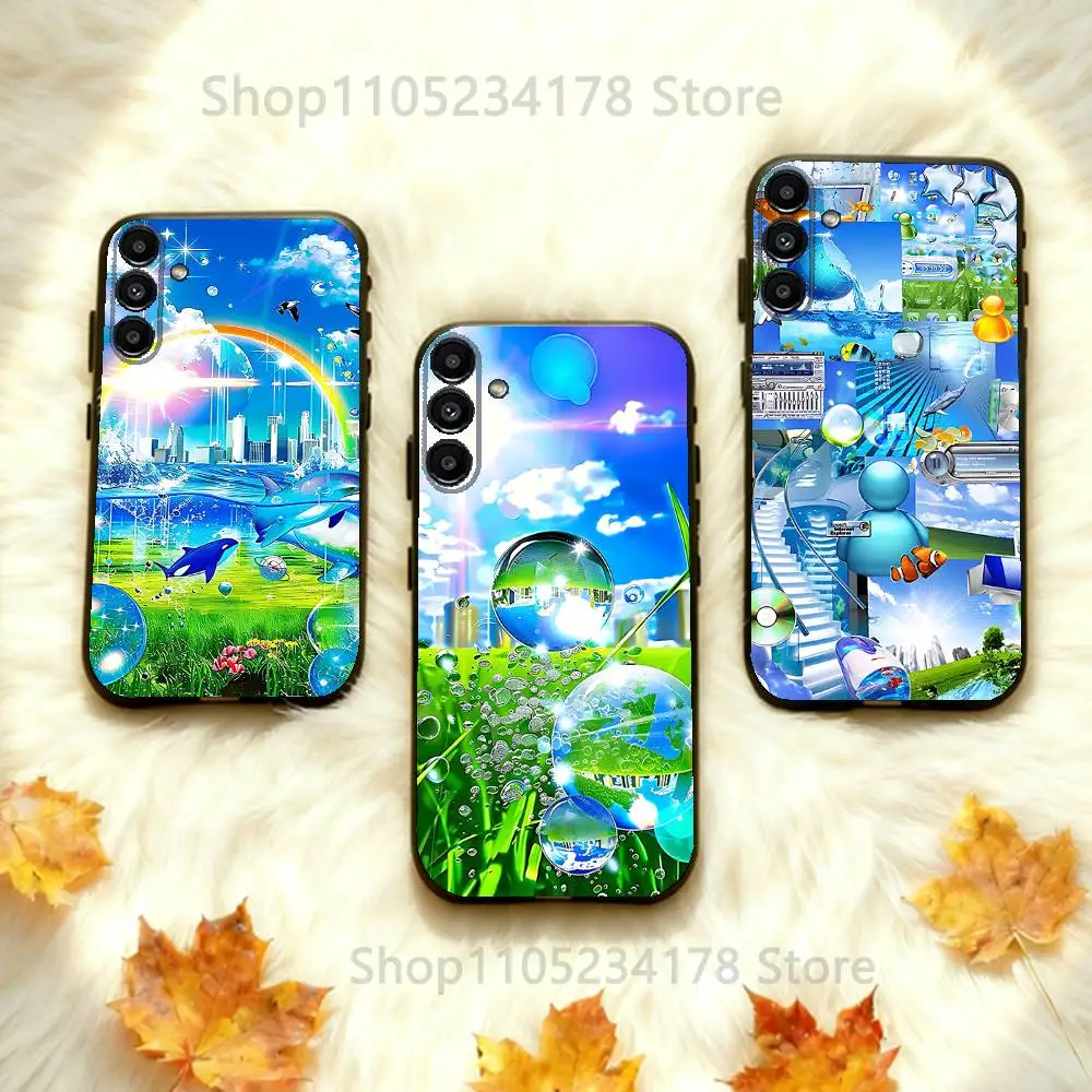 Frutiger Aero blue style Phone Case Silicone Soft For Samsung  Galaxy A73,31,32,72,41,53,52,71,22,5G,Note,J7,8,9