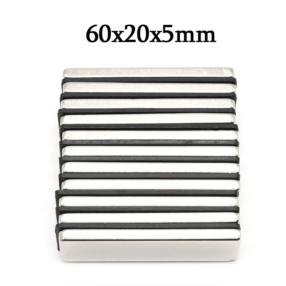

60x20x5mm Super Strong Block Neodymium Magnet Powerful Magnets N35 small Permanent Magnetic NdfeB Refrigerator Magnet 60x20x5