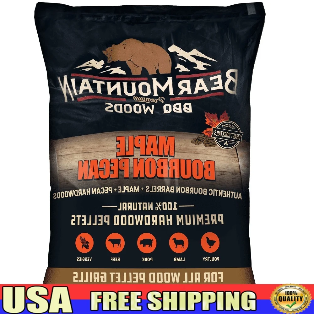

Natural Maple Bourbon Pecan BBQ Wood Pellets 20lbs Premium Grilling Smoking Fuel Hardwood Flavor Infusion BBQ Cooking