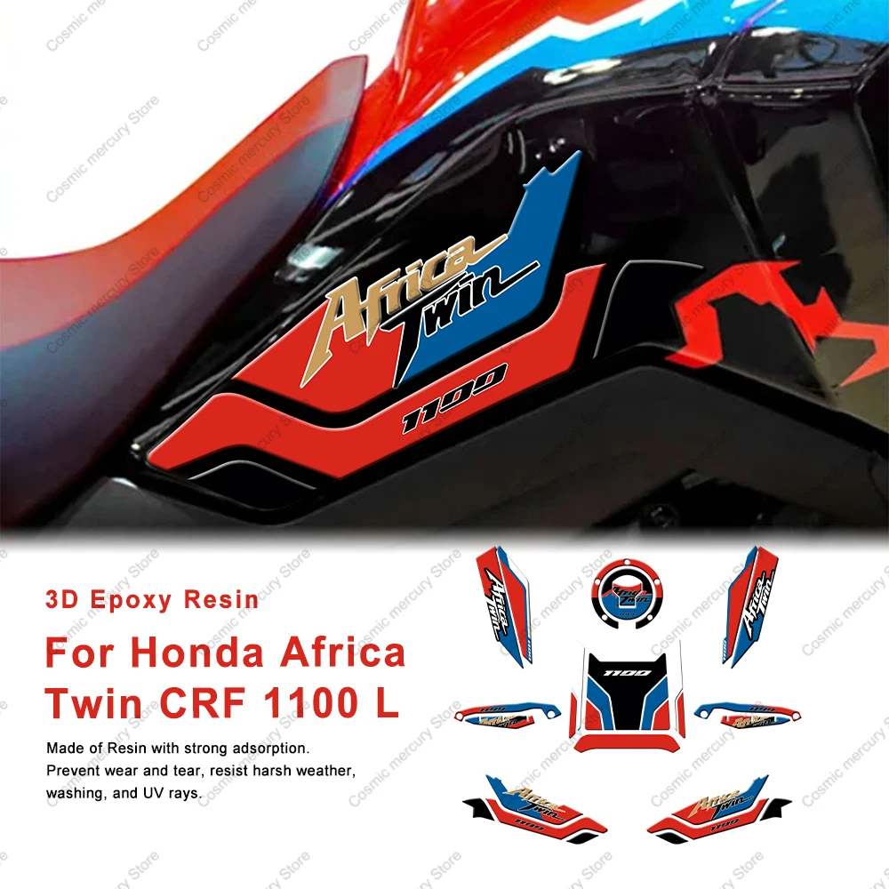 Dla Honda CRF 1100L Africa Twin CRF 1100L 2024 Naklejki motocyklowe Nakładka na zbiornik paliwa 3D Zestaw ochronny naklejek z żywicy epoksydowej