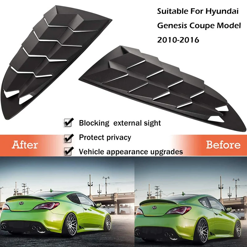 KUMATOR Side Rear Window Louvers Shield Cover for Hyundai Genesis Coupe 2010-2016 in GT Lambo Style - Pair