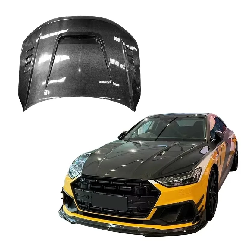 Wholesale Customized Black Car Engine Carbon Fiber Bonnet Hood for AUDI A7 S7 C8 2020 2021 2022 Carbon Engine Hood Upgrade