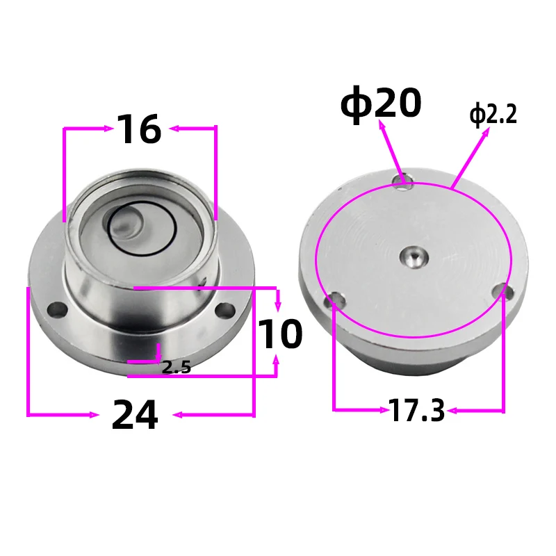HacFury 24*16*10Mm Metalen Flenzen Waterpas Bubble Horizontale Meting Instrument 1 Stuks