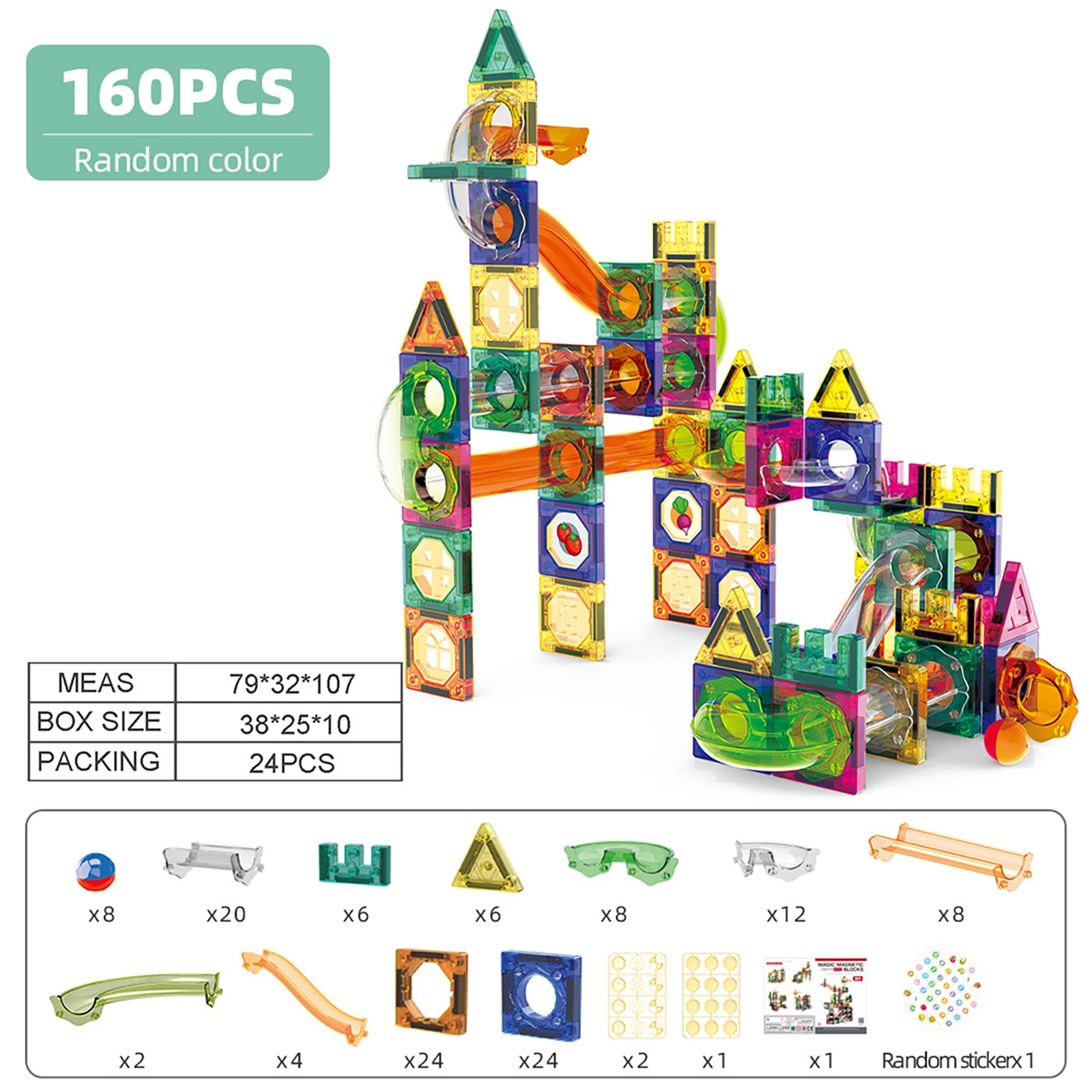 ชุดตัวต่อแม่เหล็กแบบสไลด์บอล MOC เทคนิคอล ประกอบเอง เสริมสร้างสติปัญญา ของเล่นเสริมปฏิสัมพันธ์ระหว่างพ่อแม่ลูก ของขวัญ