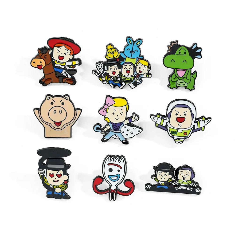 9 Pcs Cartoon Toy Story Brooch Cute Rex Woody Jessie Enamel Pin Backpack Clothing Jewelry Metal Badge Accessories Festival Gift