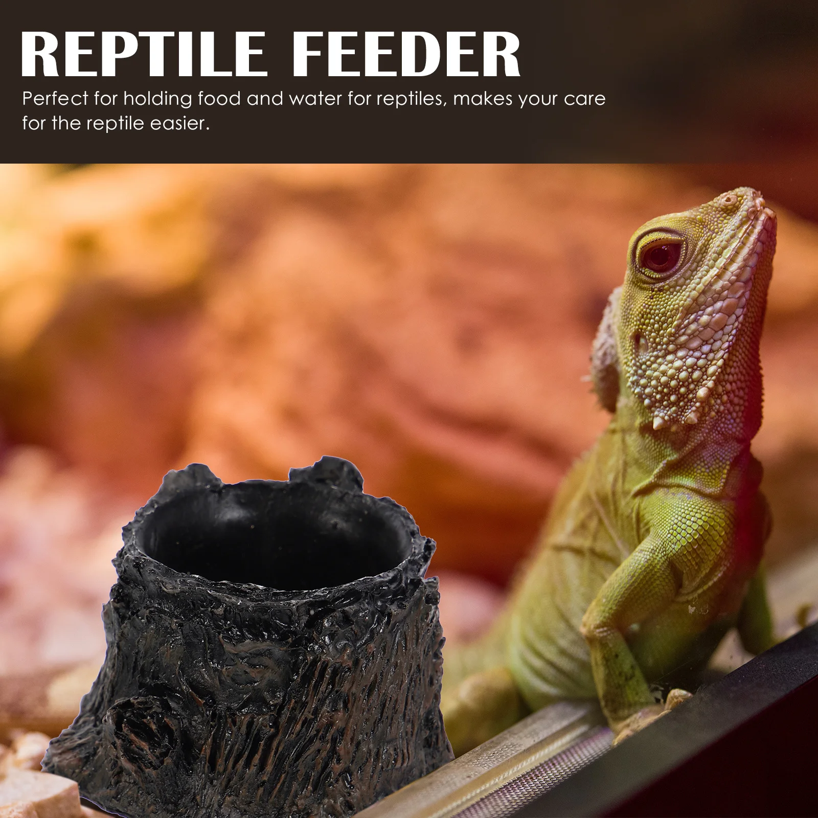 

Reptile Water Dish Resin Food Bowl Smooth Rim Reptile Tank Feeding Dish Escape Proof Water Holder for Bearded Dragon Lizards