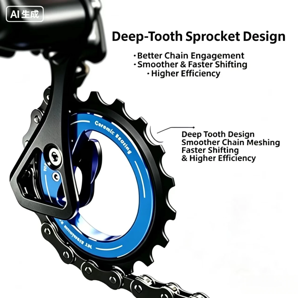 18T Ceramic Bearing Lightweight Hollow Jockey Wheel for Shimano 105 R7000 / Ultegra R8000 Rear Derailleur - view 3