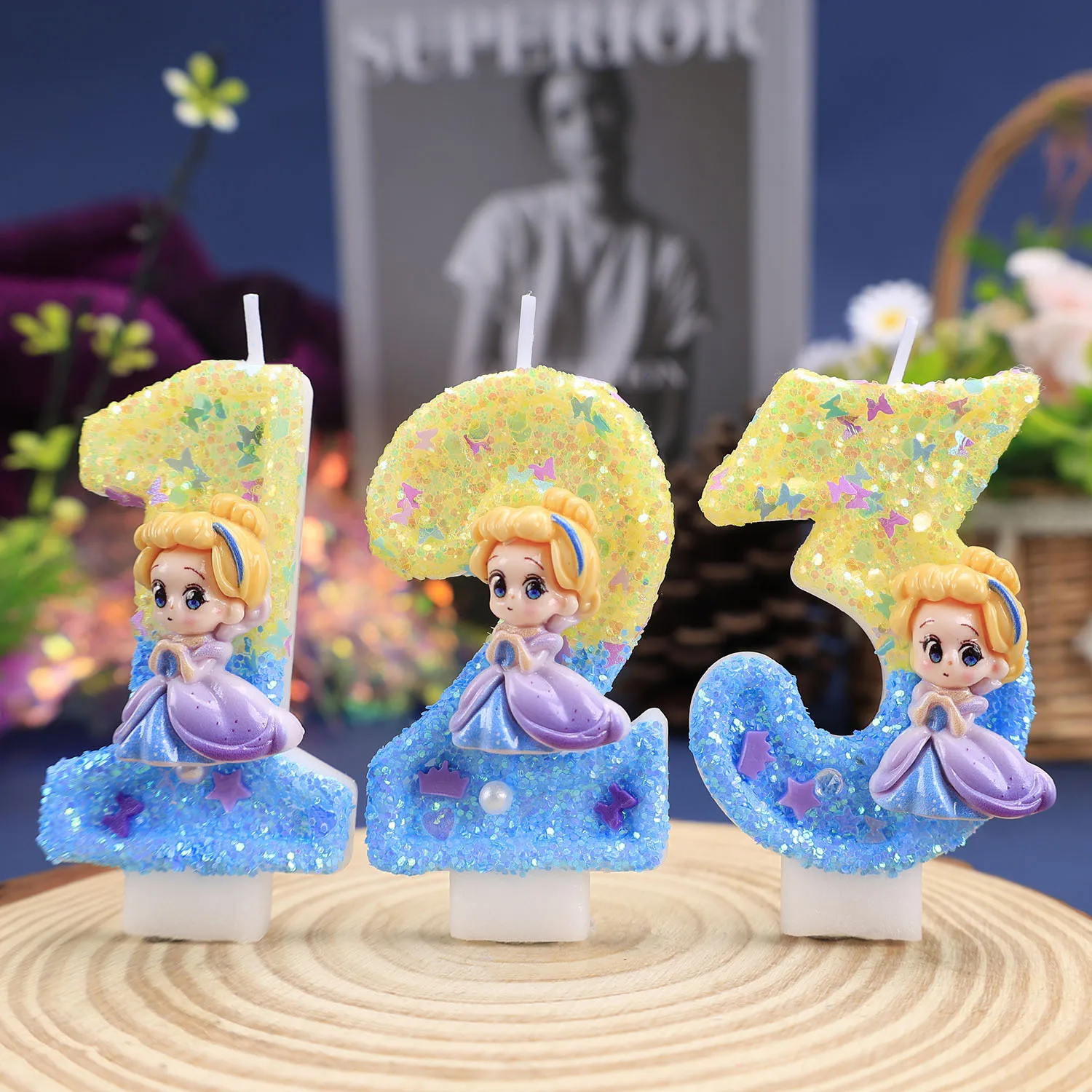 Bougies d'anniversaire numérotées 0-9 pour petites filles, décoratives, créatives, de haute qualité, pour fêtes et célébrations, pour gâteaux numériques