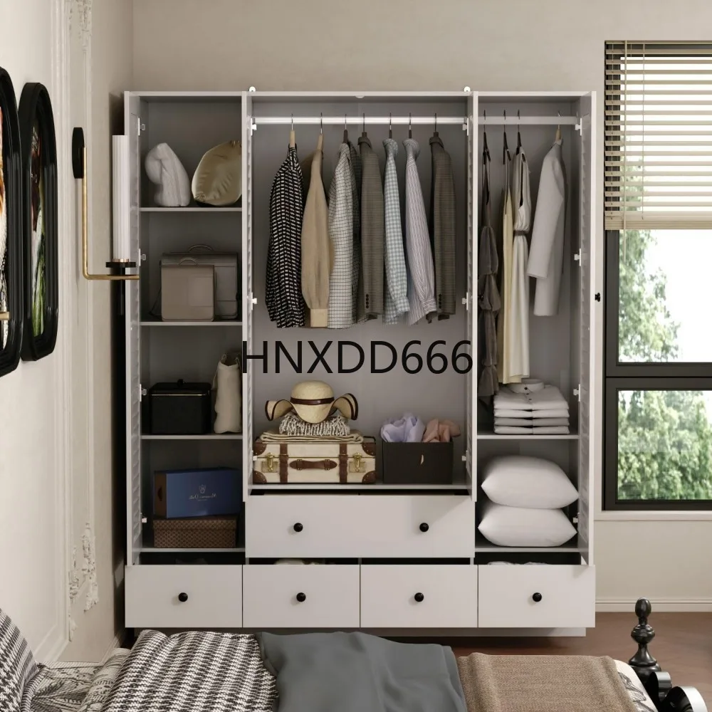 Armadio a 4 ante con ripiani e cassetti, armadio con 2, armadi