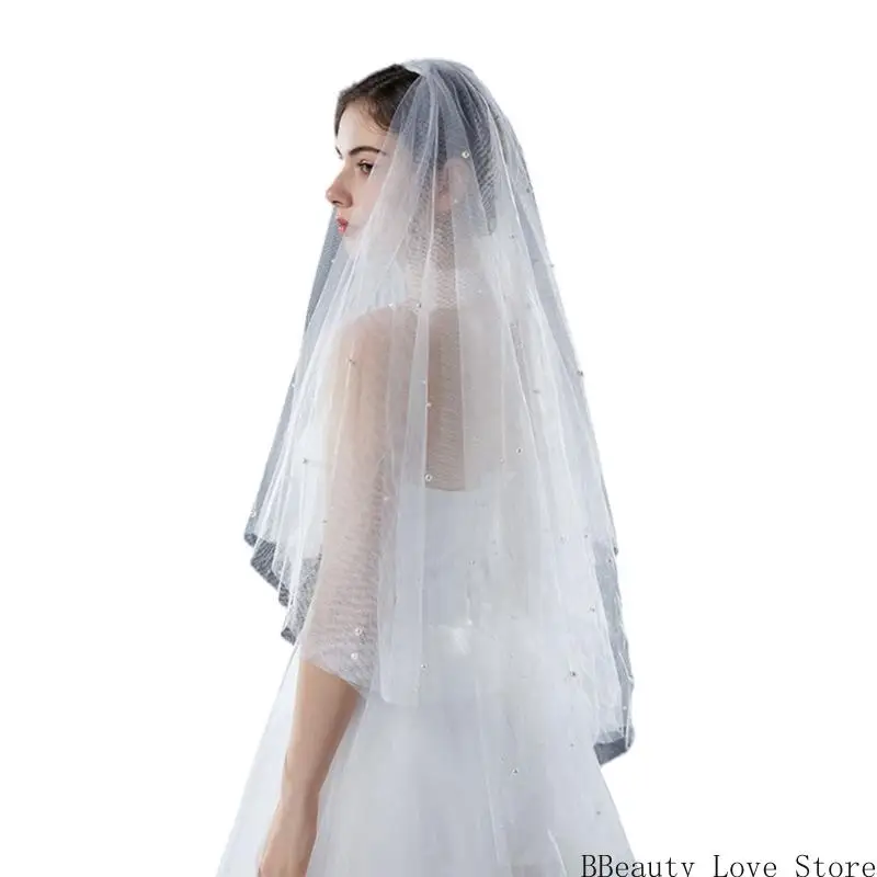 

Beautiful White Wedding Veil with Comb Romantics Bride Veil Breathable Lace Veil for Wedding Day