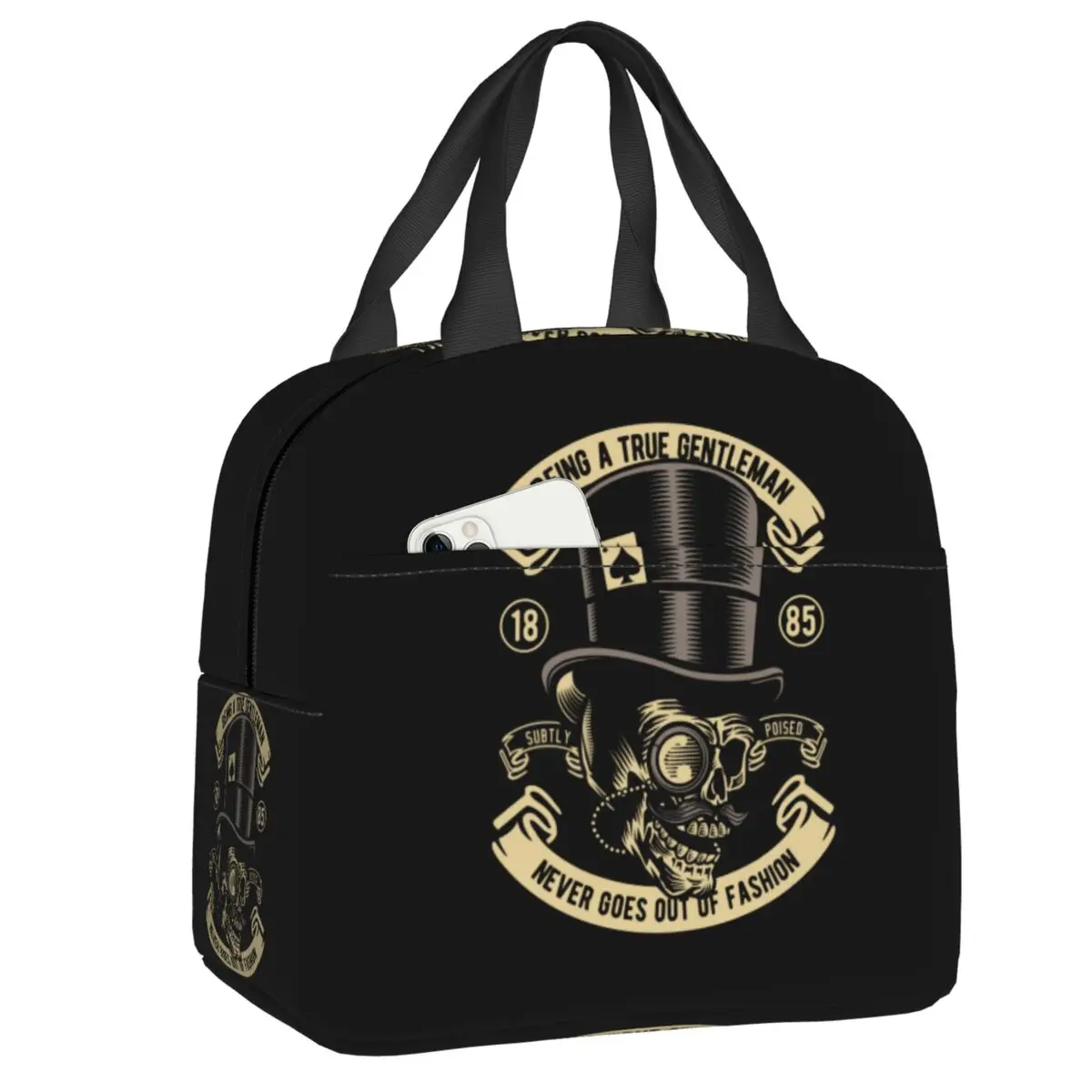 

Термосумка-ланчбокс с изображением рок-скелета для байкеров и рокеров, портативная, для кемпинга и путешествий, для женщин и детей