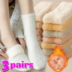 Warm Plush Mink Socks High Quality Soft Super Elastic Velvet Candy Color Thicken Winter Floor Fleece Mid-tube Stocking for Women