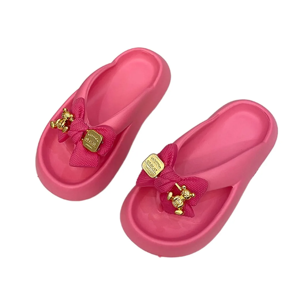 

Тапочки с милым мультяшным медведем богини, летние шлепанцы из ЭВА на толстом каблуке, милая обувь, домашние тапочки для женщин