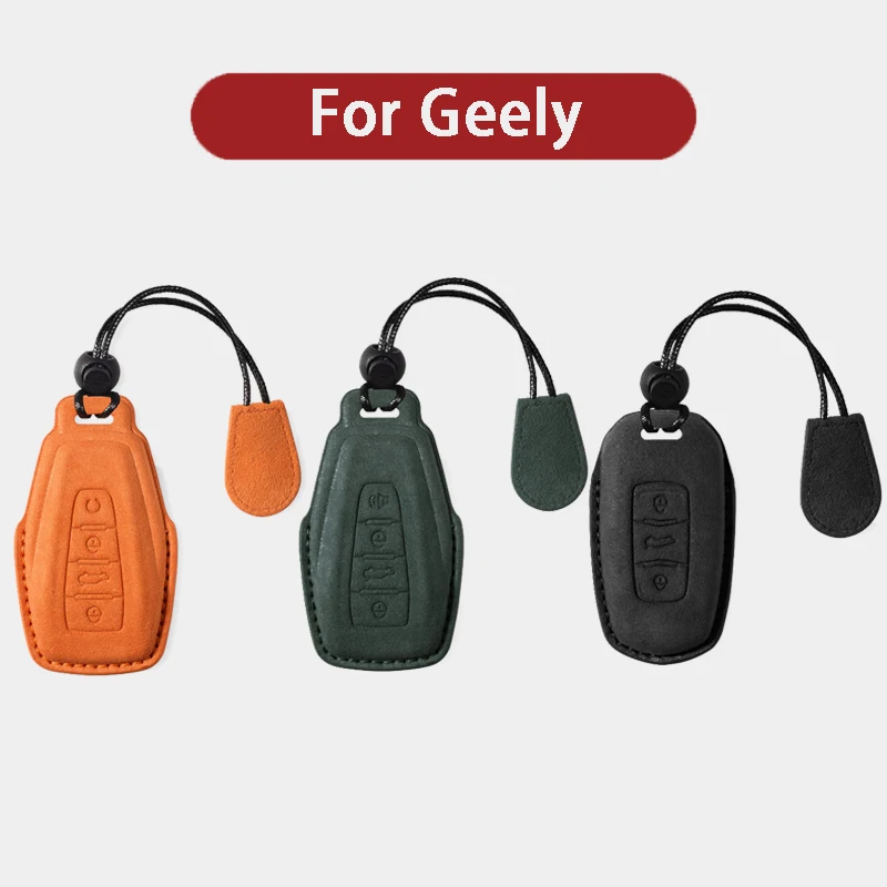 

Suede Leather Car Key Cover Case For Geely Geometry Coolray X6 X7 EX7 Okavango GT Emgrand Global Hawk GX7 Ec7 GC9 Borui Key Fob