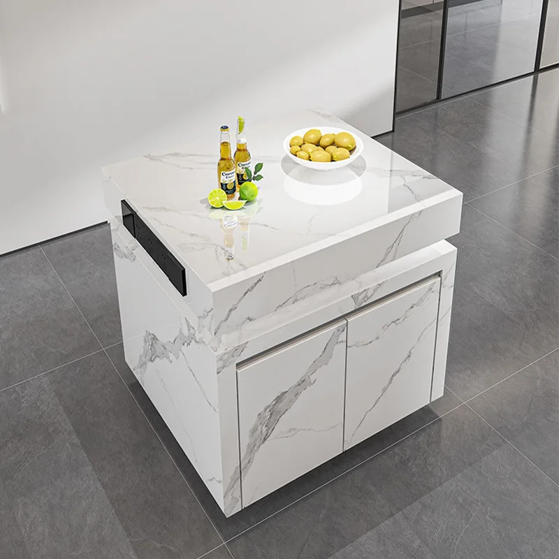 rock slab island countertop cabinet integrated modern home living room Italian bar kitchen multi-functional storage cabinet