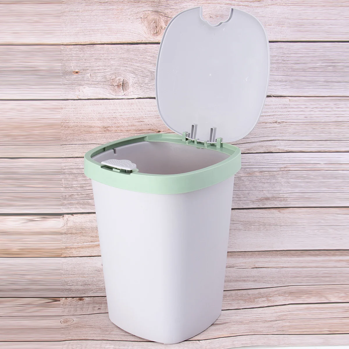

1pc Push-Button Trash Can Large Capacity Square Plastic Garbage Can No Odor Silent Closure Home Kitchen Bathroom Use Light